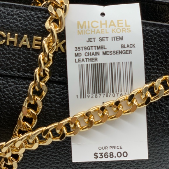 MICHAEL KORS JET SET ITEM MD CHAIN MESSENGER BLACK - Picture 16 of 16